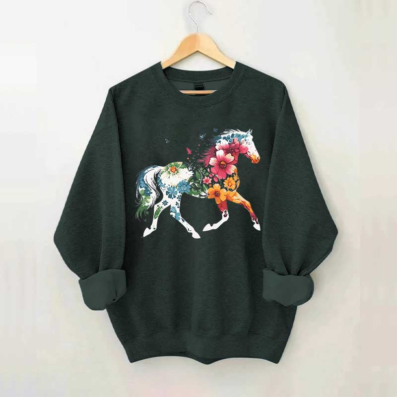 Floral Horse Wildflower Sweatshirt