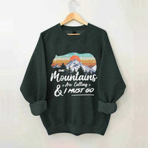 Retro Mountains Are Calling Hiking Camping Sweatshirt