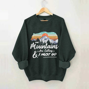 Retro Mountains Are Calling Hiking Camping Sweatshirt