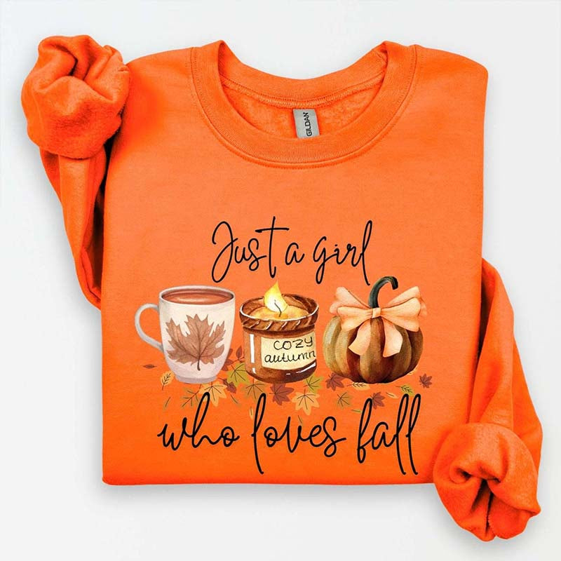Just A Girl Who Loves Fall Football Coffee Sweatshirt