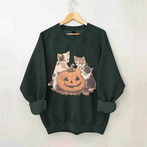 Vintage 90s Cat Halloween Pumpkin Sweatshirt