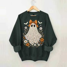 Cute Lace Ghost Bow Spooky Season Sweatshirt