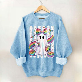 Preppy Ghost Coquette Leopard Girly Sweatshirt