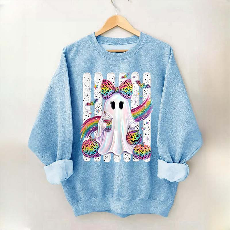 Preppy Ghost Coquette Leopard Girly Sweatshirt