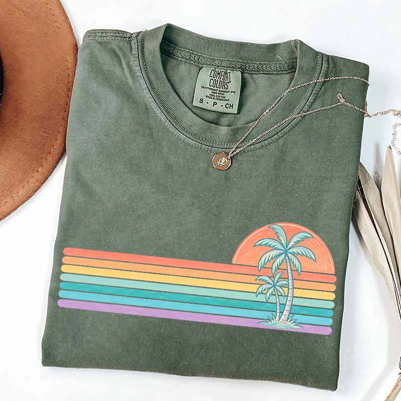 Retro Sun Summer Stripes T-Shirt