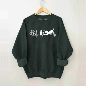 Dog And Cat Mom Heartbeat Sweatshirt