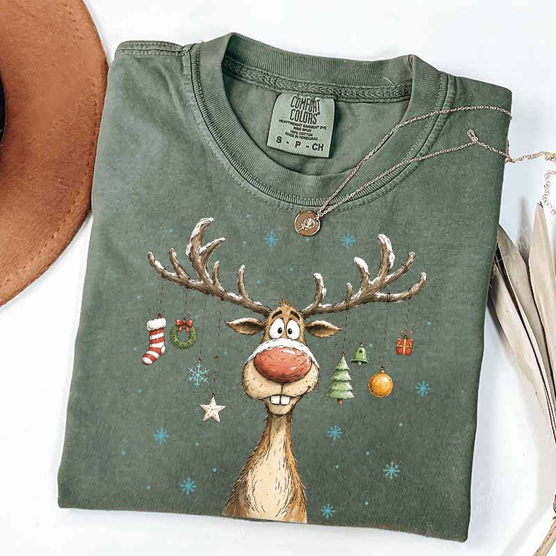 Retro Merry Christmas Retro Reindeer T-Shirt