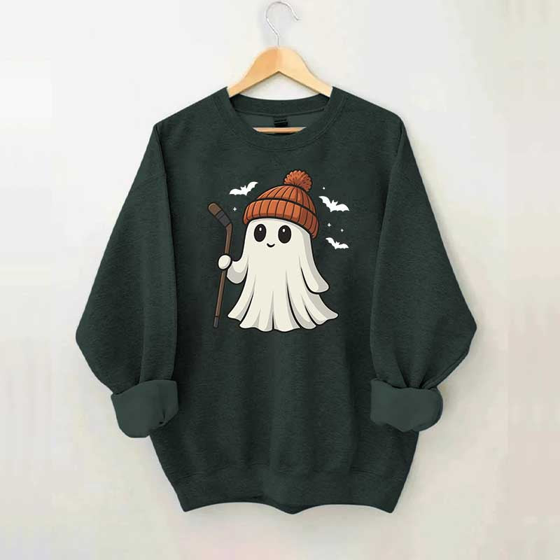 Fun Hockey Halloween Cute Ghost Sweatshirt