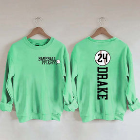 Custom Baseball Name And Number Mom Sweatshirt