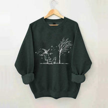 Minimalist Halloween Scarecrow Dog Tree Pumpkin Sweatshirt