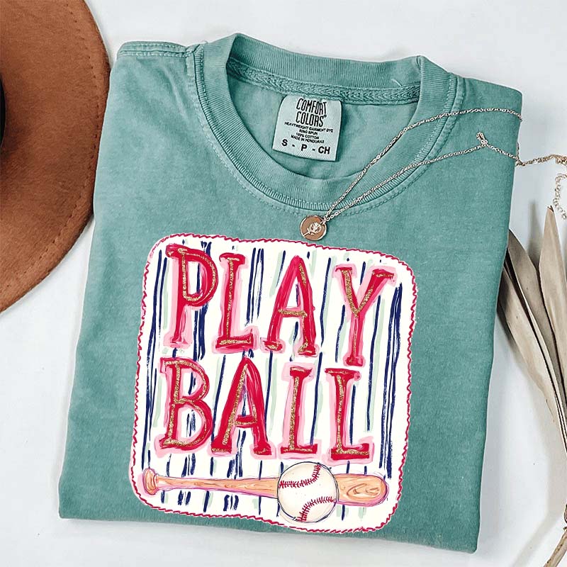Sports Graphic Play Ball Baseball Mom T-Shirt