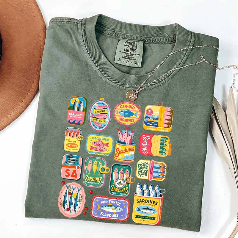 Vintage Sardine Can Mediterranean Food T-Shirt