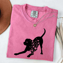 Black Lab Mom Labrador Dog Flowers T-Shirt