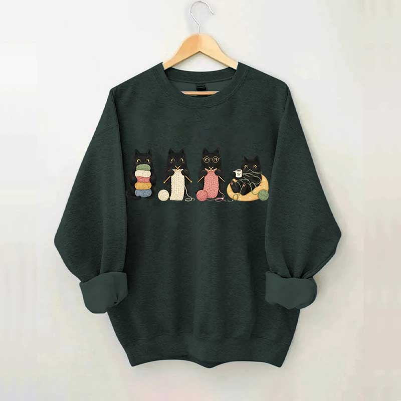 Black Cats Knitting Funny Sweatshirt