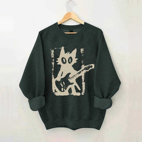 Rock Star Cat Electric Guitar Kitty Sweatshirt