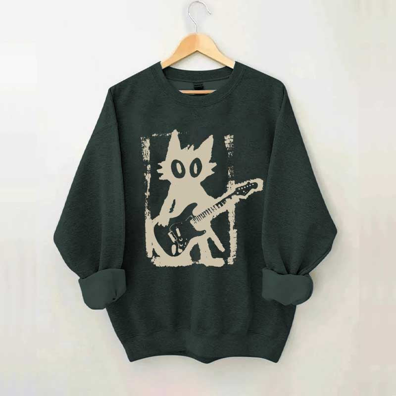 Rock Star Cat Electric Guitar Kitty Sweatshirt
