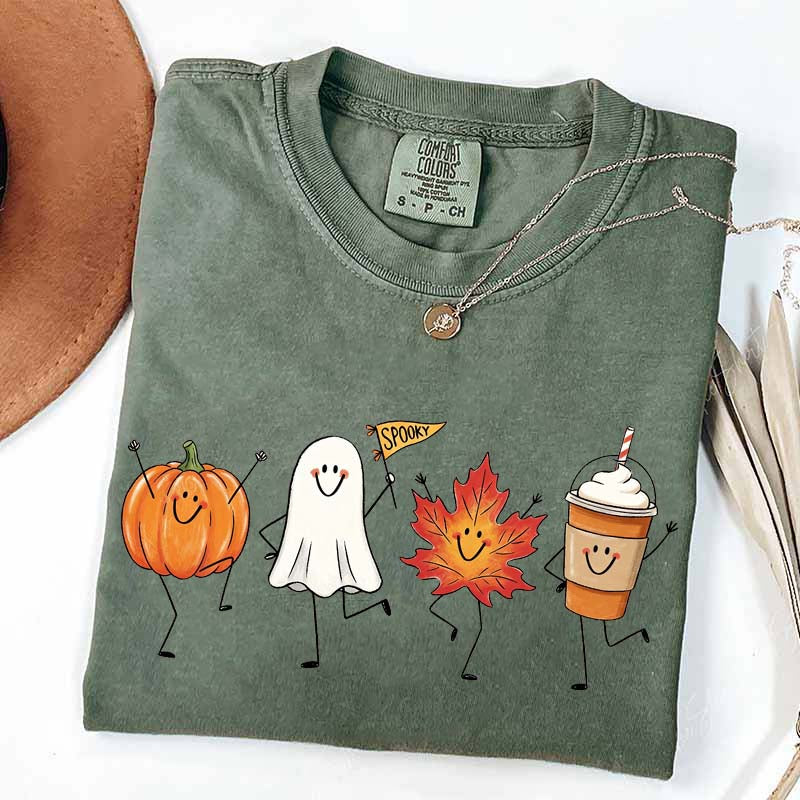 Happy Fall Doodle Smiling Spooky T-Shirt