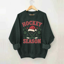 Christmas Hockey Santa Hat Sweatshirt