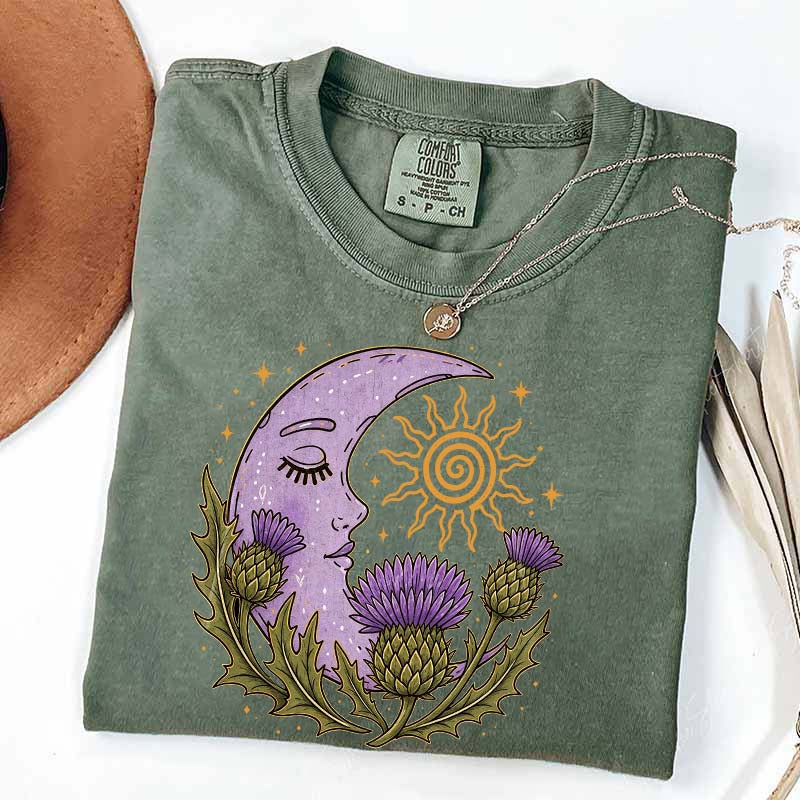 Scottish Thistle Moon Floral T-Shirt