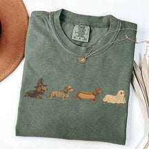 Vintage Art Dachshund Halloween T-Shirt