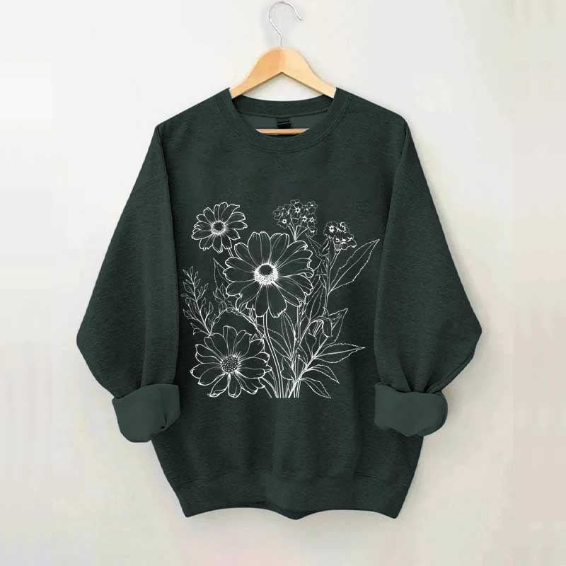 Retro Outline Wildflower Sweatshirt