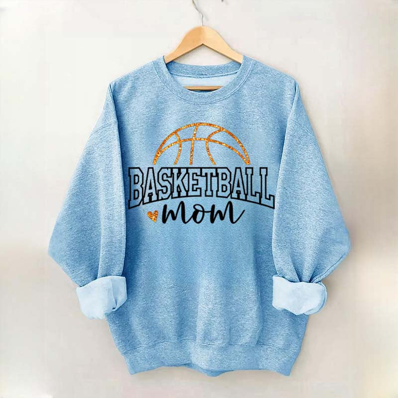 Glitter Basketball Mom Printed Sweatshirt
