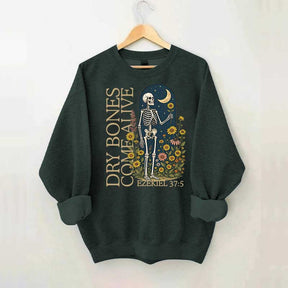 Dry Bones Come Alive Catholic Boho Floral Sweatshirt