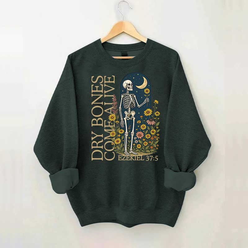 Dry Bones Come Alive Catholic Boho Floral Sweatshirt