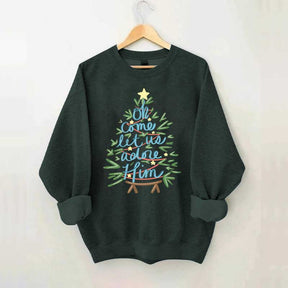 Oh Come Let Us Adore Him Christmas Tree Cute Sweatshirt
