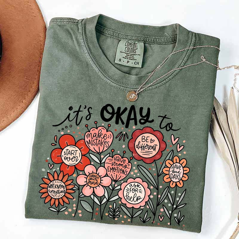 It's Okay Floral Mental Health T-Shirt