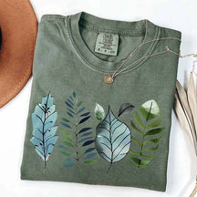 Teal and Green Leaves T-Shirt