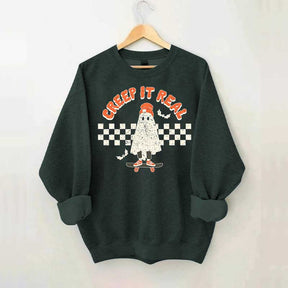 Retro Ghost Creep It Real Halloween Sweatshirt