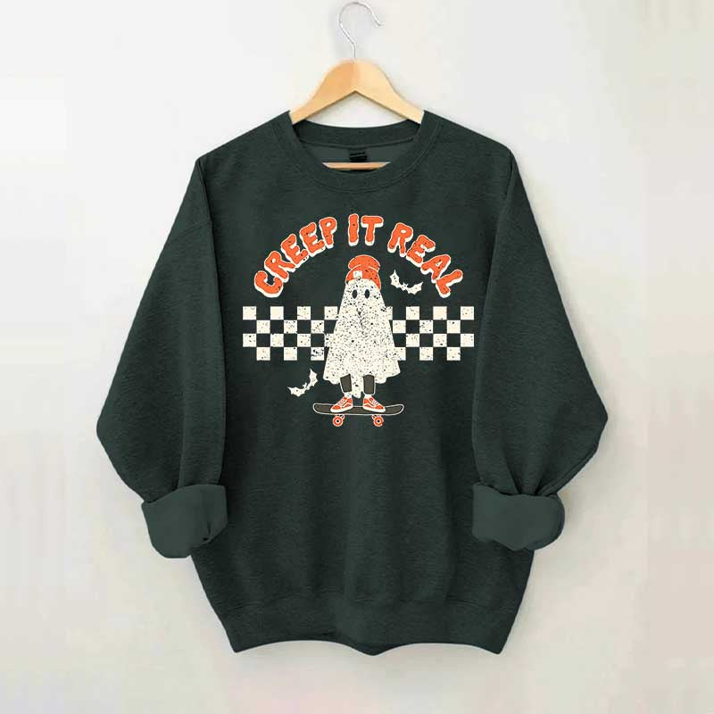Retro Ghost Creep It Real Halloween Sweatshirt