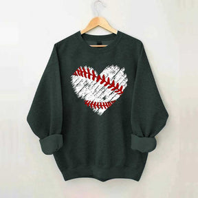 Distressed Baseball Heart Sweatshirt