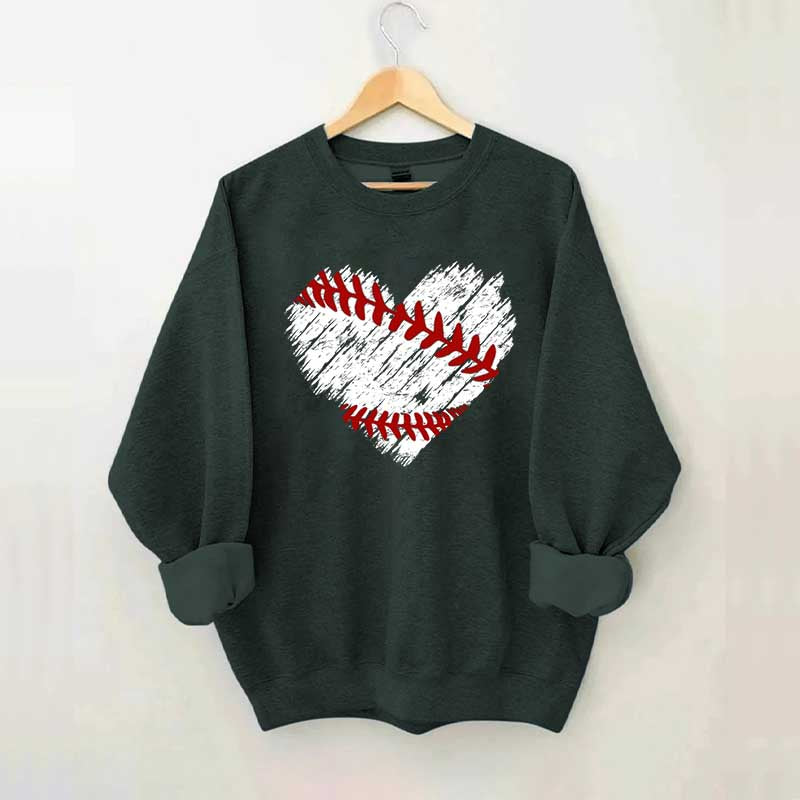 Distressed Baseball Heart Sweatshirt