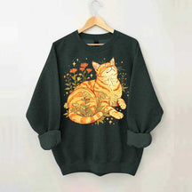 Retro Wildflowers Orange Cat Sweatshirt