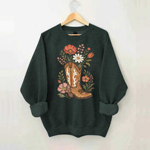 Retro Cowboy Boot Wildflower Sweatshirt
