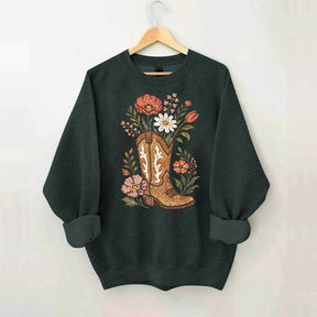 Retro Cowboy Boot Wildflower Sweatshirt