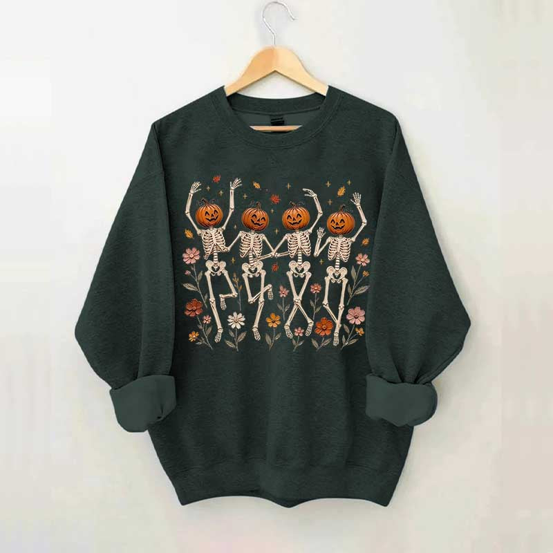 Wildflower Skeleton Preppy Halloween Sweatshirt