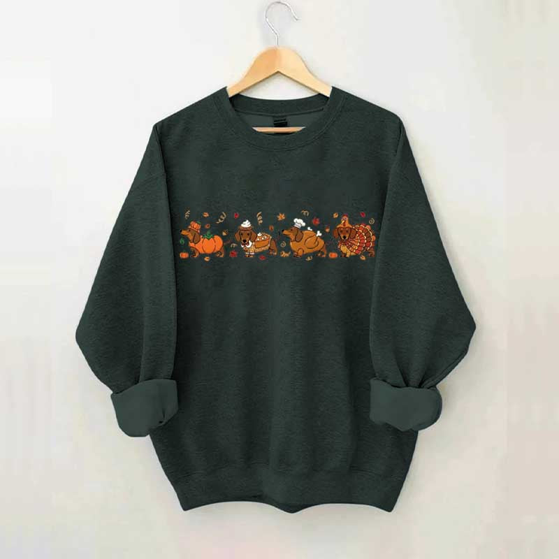 Cute Wiener Dog Turkey Costume Halloween Sweatshirt