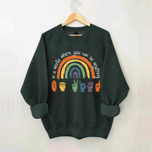 Be Kind Sign Language ASL Rainbow Sweatshirt