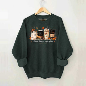 Autumn Leaves and Coffee Please Fall Sweatshirt