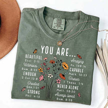 YOU ARE Inspirational Floral Beautiful Capable Strong T-Shirt