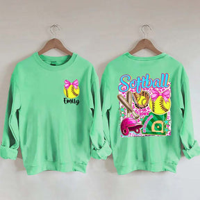 Personalized Softball Coquette Sweatshirt