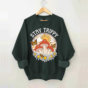 Stay Trippy Mushroom Boho Rainbow Sweatshirt