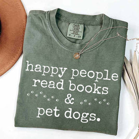 Happy People Read Books Pet Dogs T-Shirt