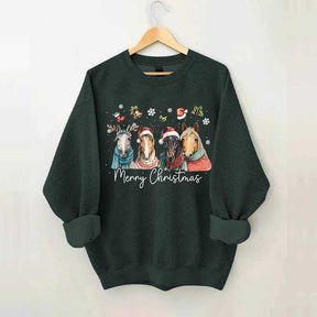 Festive Horse Quartet Christmas Sweatshirt