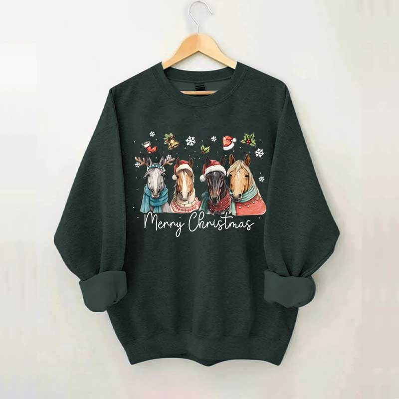 Festive Horse Quartet Christmas Sweatshirt