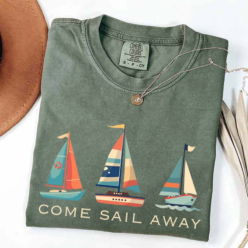 Colorful Sailboat Nautical Beach T-Shirt