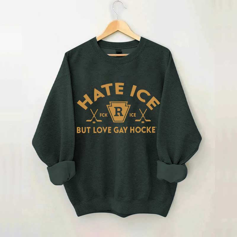 Hate ICE But Love Gay Hockey Boxy Sweatshirt